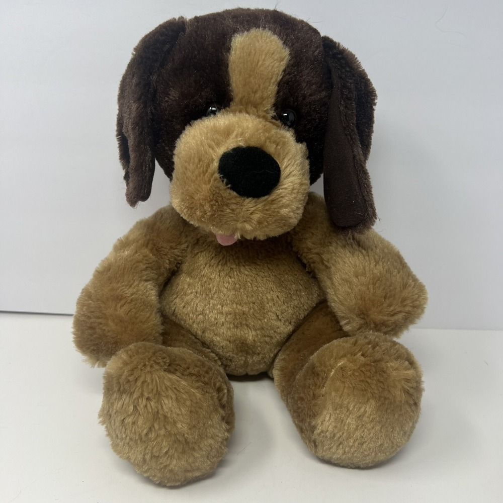Build A Bear Dog Plush Brown Puppy Chestnut Plush Stuffed Animal tongue out 11"